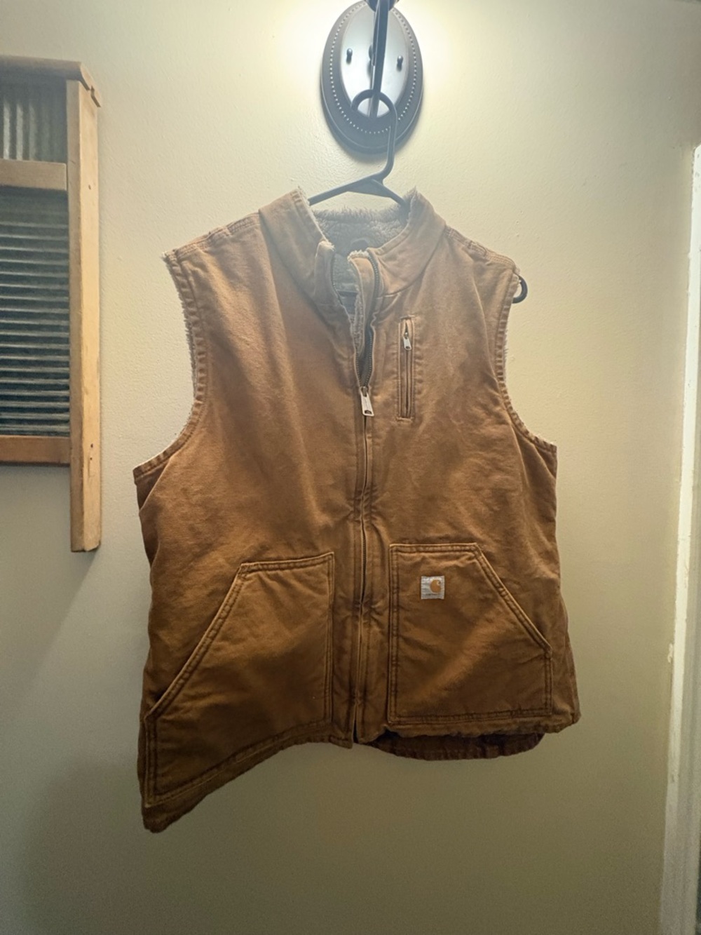 Women’s Carhartt Brown Duck Vest with Sherpa Lining